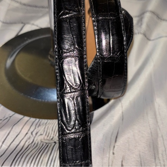 Vintage Brighton 24503 Silver Buckle Black Leather Belt XL 1990s Western- main image 7